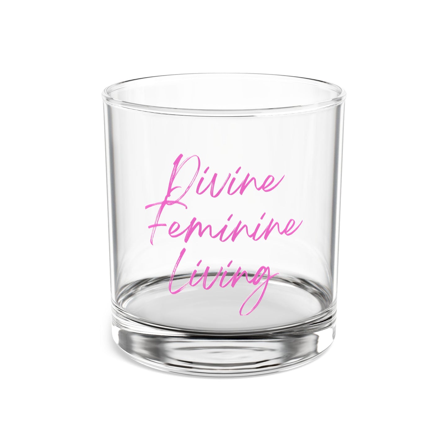Divine Feminine Living 10oz Rocks Glass — Feminine Script Cocktail & Whiskey Glass