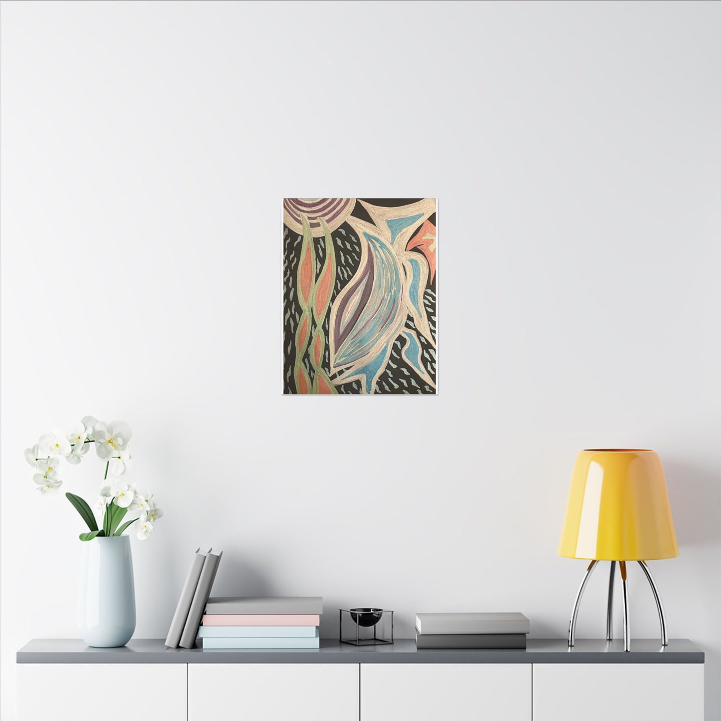 Sun Twin Dance — Canvas Print — Pastel Sun & Leaves Matte Stretched Wall Art