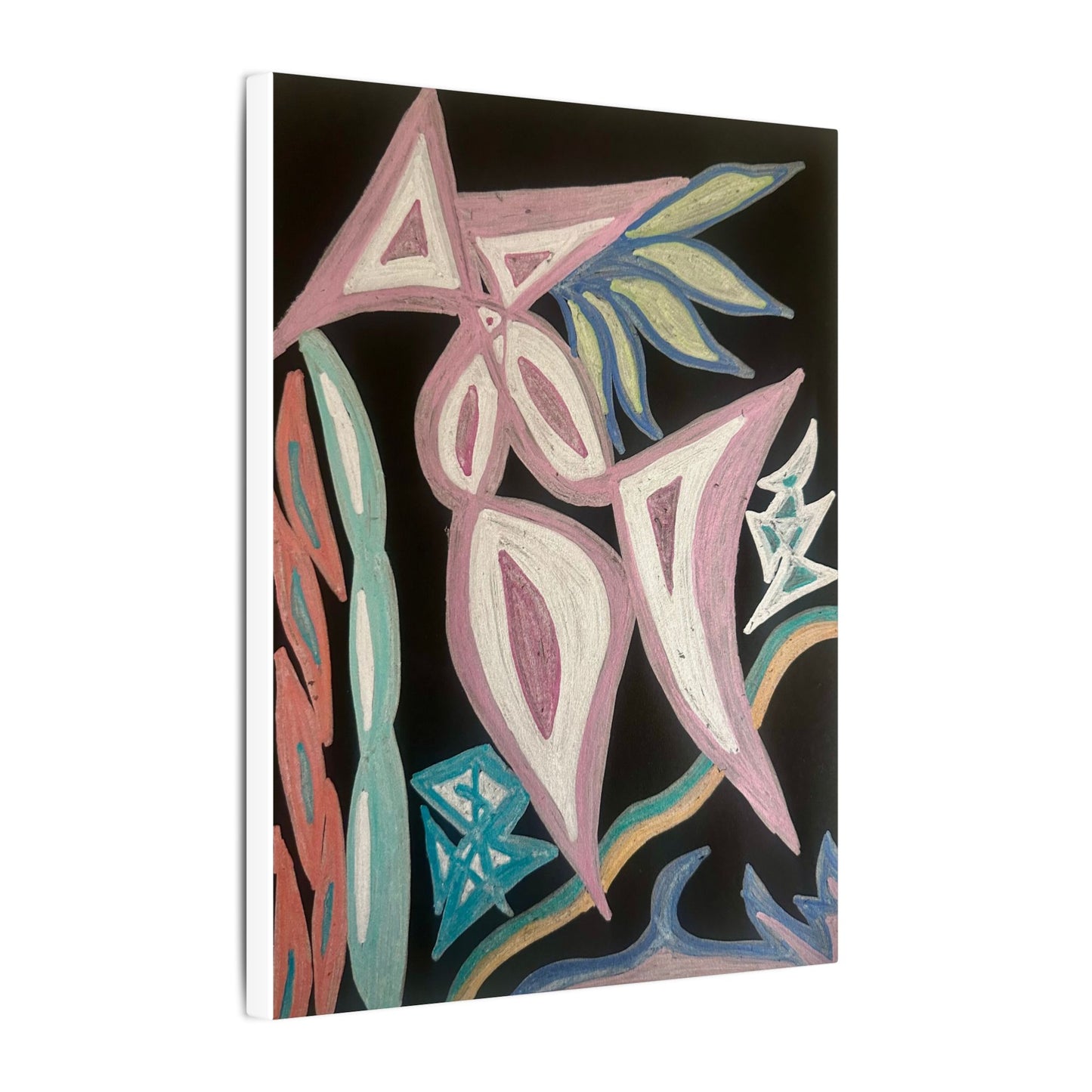 First Surrender — Canvas Print — Pastel Shapes on Black Matte Stretched Canvas