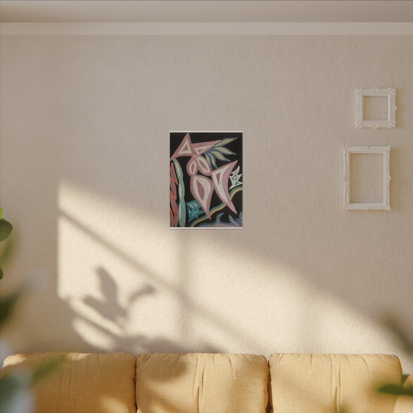 First Surrender — Canvas Print — Pastel Shapes on Black Matte Stretched Canvas