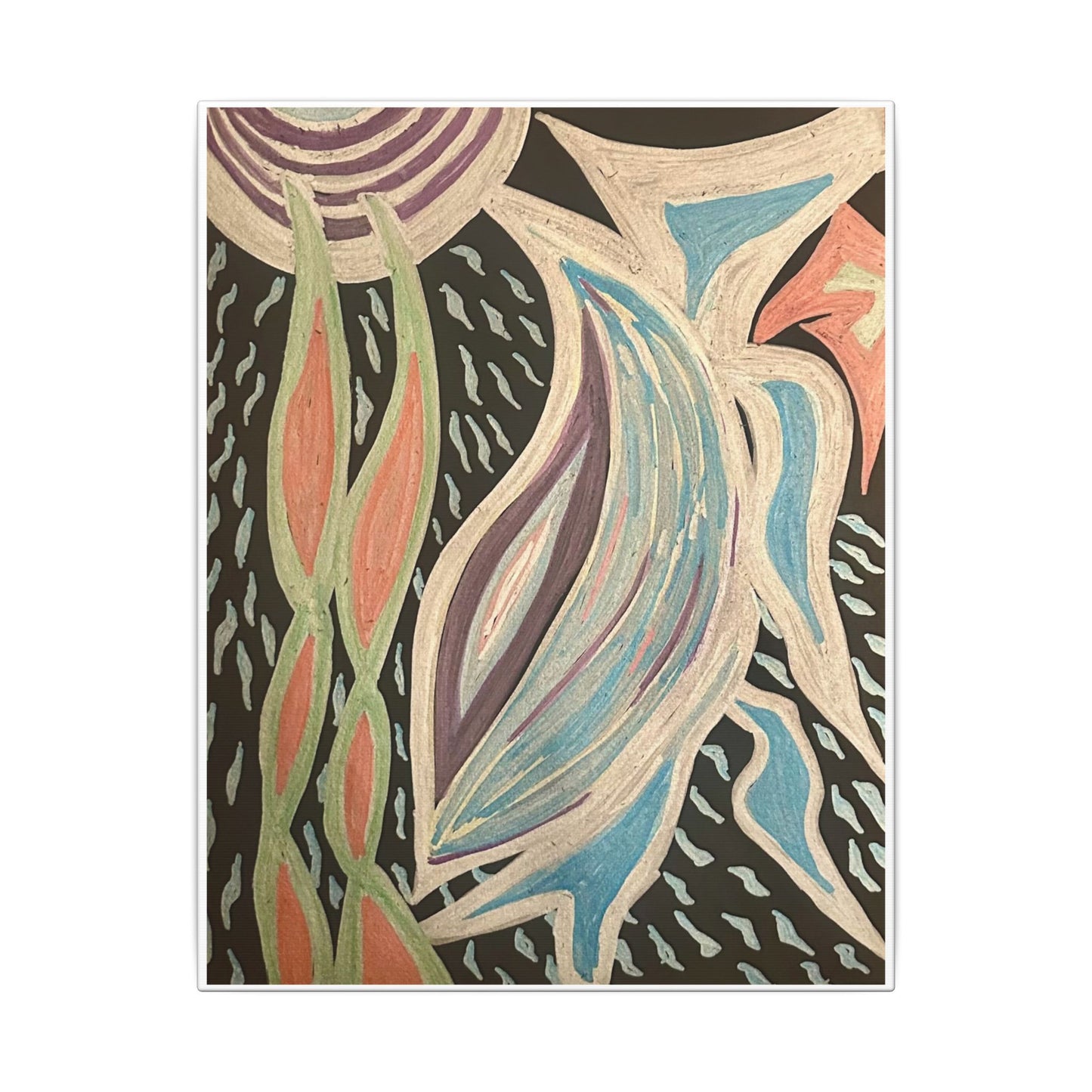 Sun Twin Dance — Canvas Print — Pastel Sun & Leaves Matte Stretched Wall Art