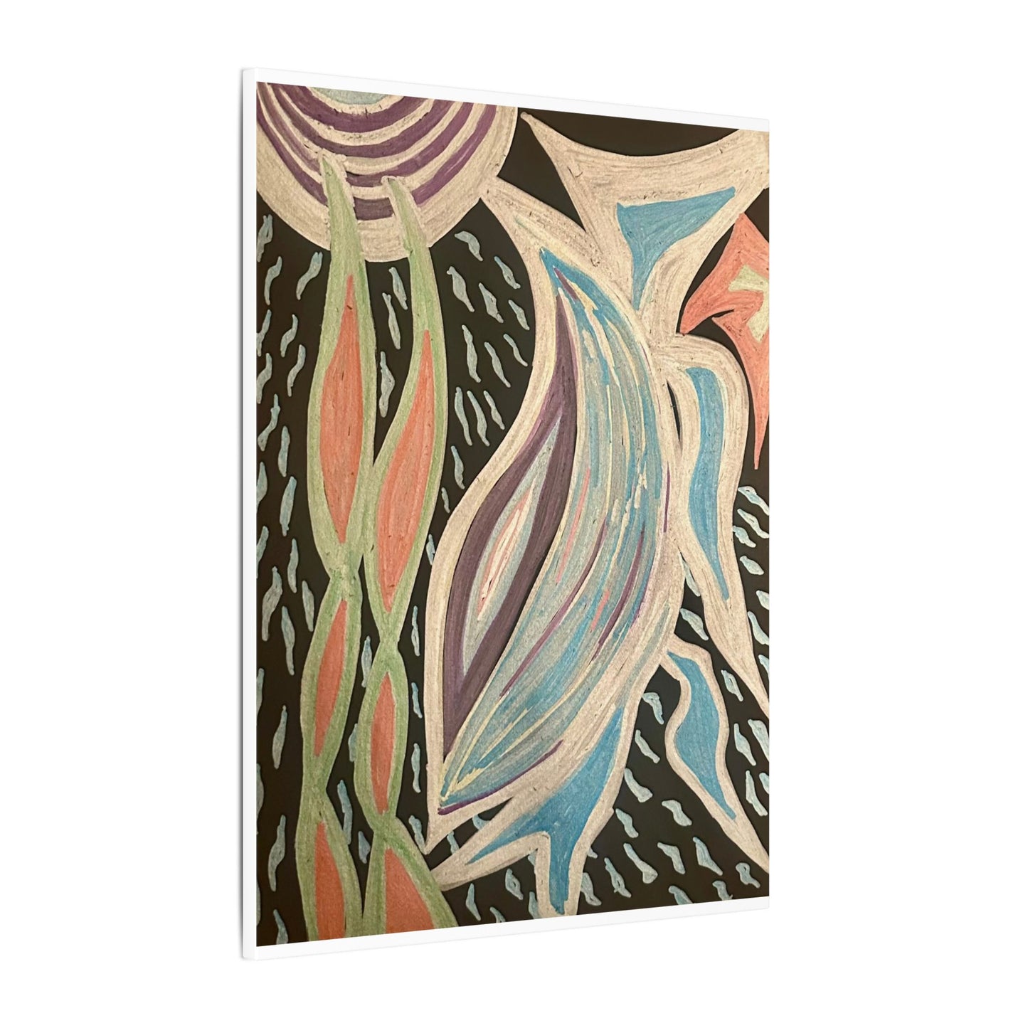 Sun Twin Dance — Canvas Print — Pastel Sun & Leaves Matte Stretched Wall Art