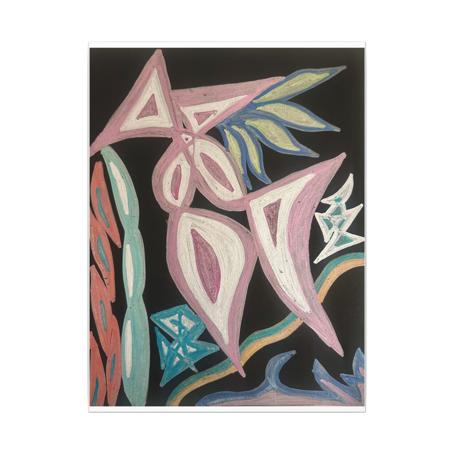 First Surrender — Canvas Print — Pastel Shapes on Black Matte Stretched Canvas