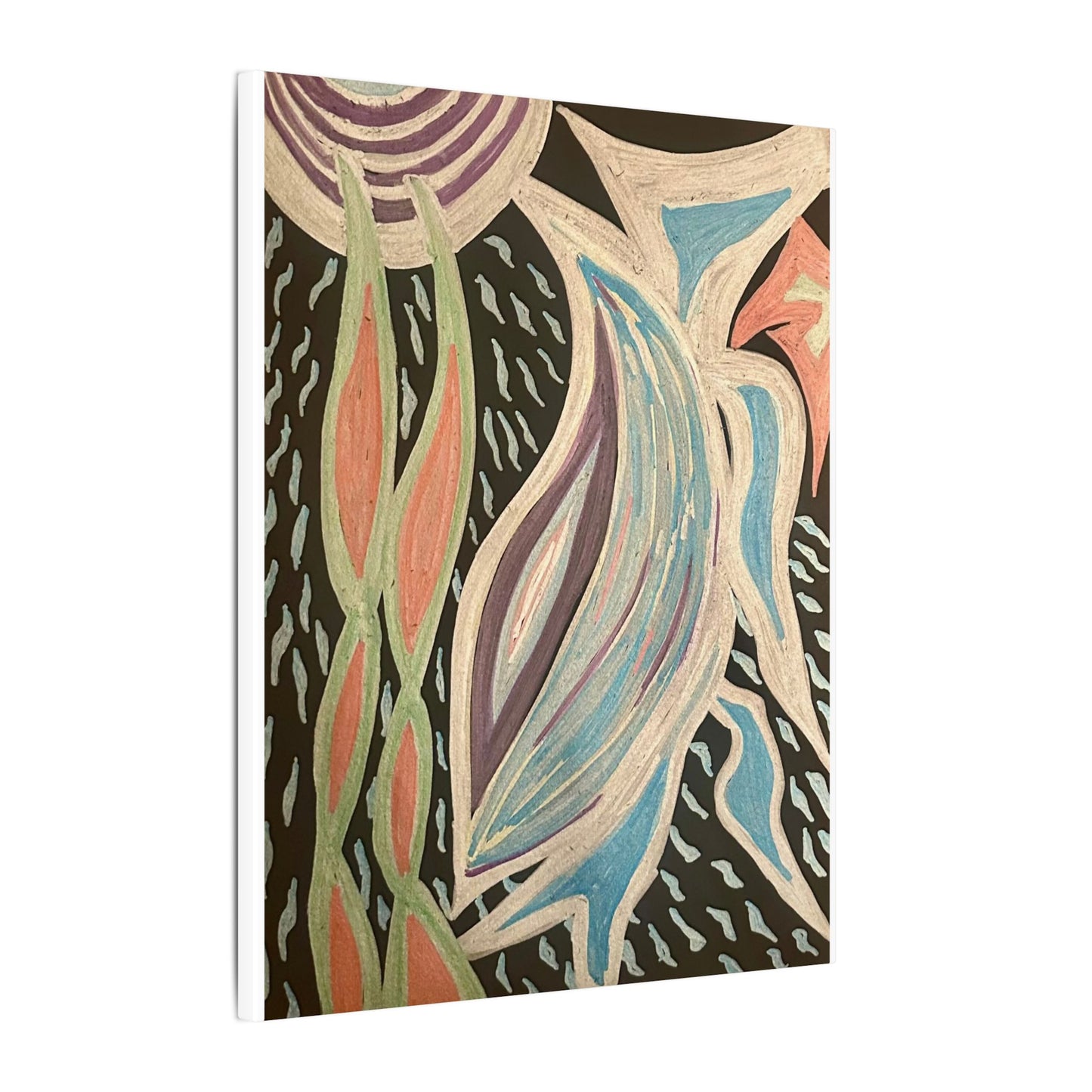 Sun Twin Dance — Canvas Print — Pastel Sun & Leaves Matte Stretched Wall Art