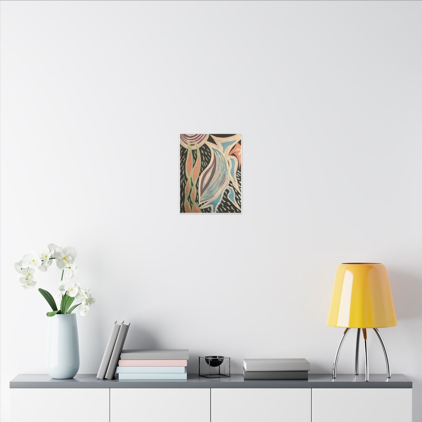 Sun Twin Dance — Canvas Print — Pastel Sun & Leaves Matte Stretched Wall Art
