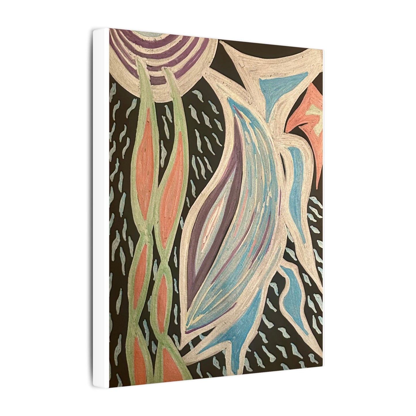 Sun Twin Dance — Canvas Print — Pastel Sun & Leaves Matte Stretched Wall Art