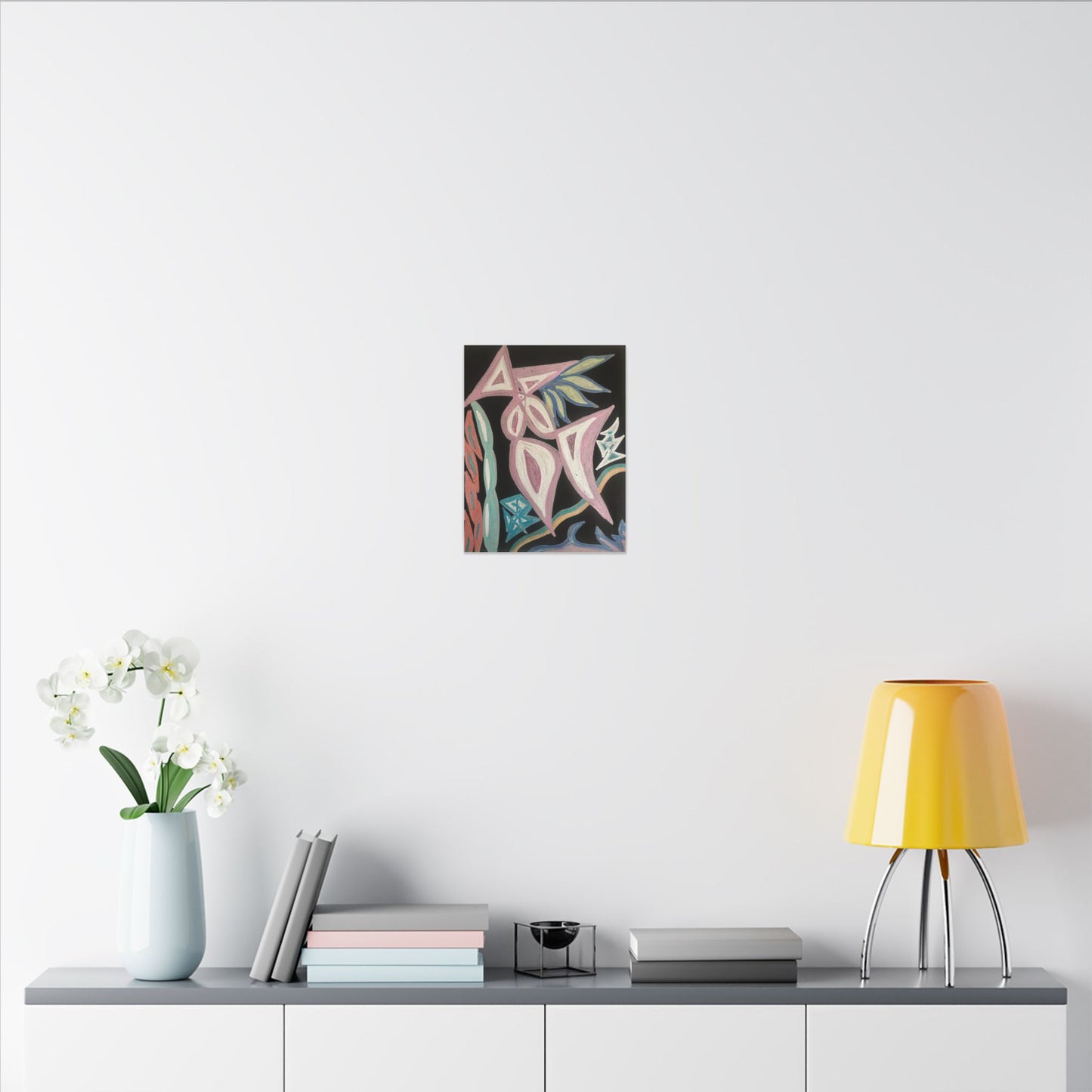 First Surrender — Canvas Print — Pastel Shapes on Black Matte Stretched Canvas