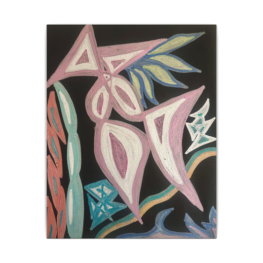 First Surrender — Canvas Print — Pastel Shapes on Black Matte Stretched Canvas