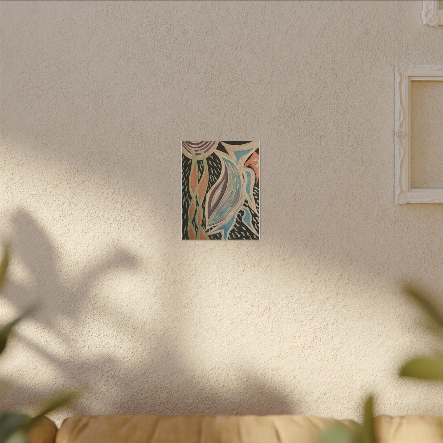 Sun Twin Dance — Canvas Print — Pastel Sun & Leaves Matte Stretched Wall Art