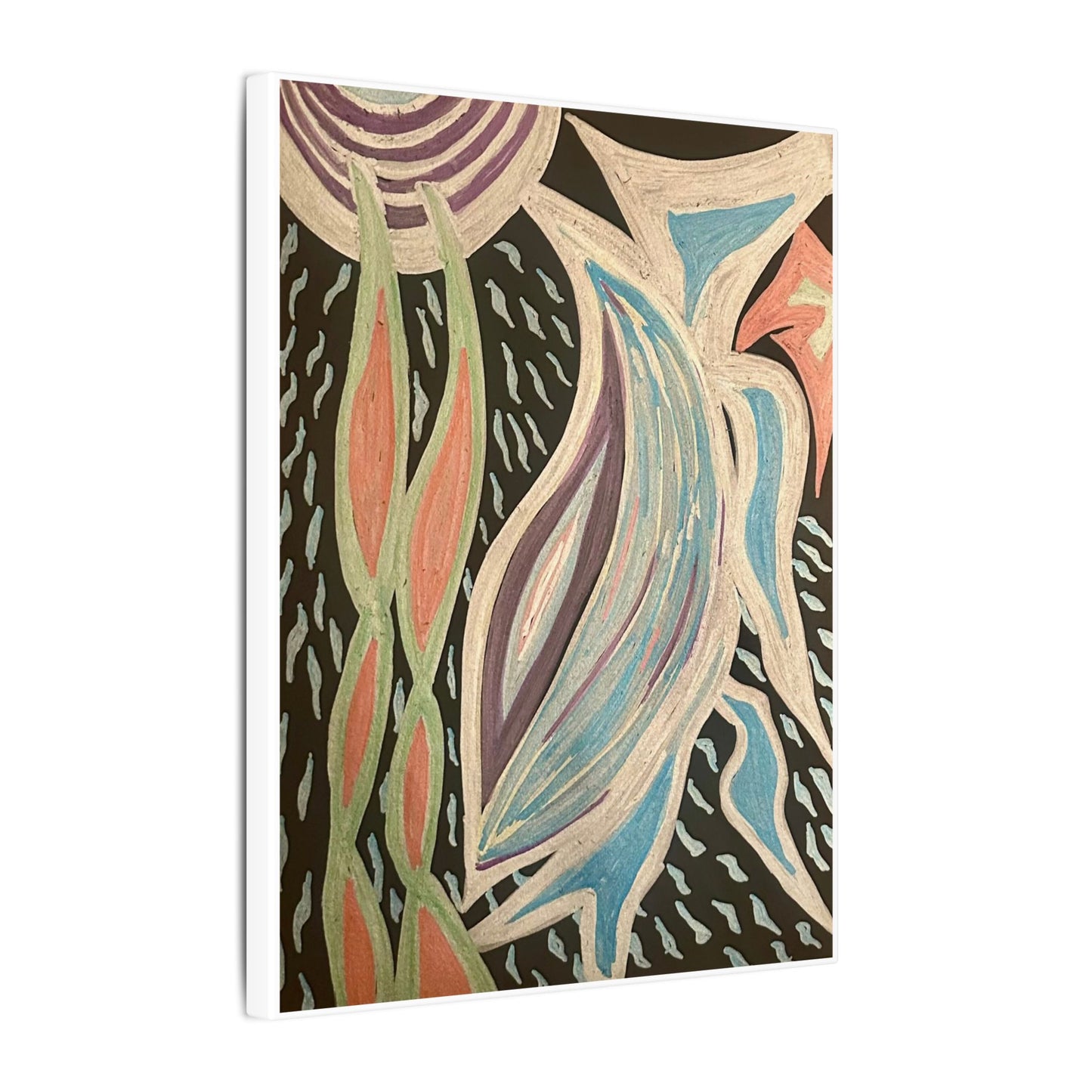 Sun Twin Dance — Canvas Print — Pastel Sun & Leaves Matte Stretched Wall Art