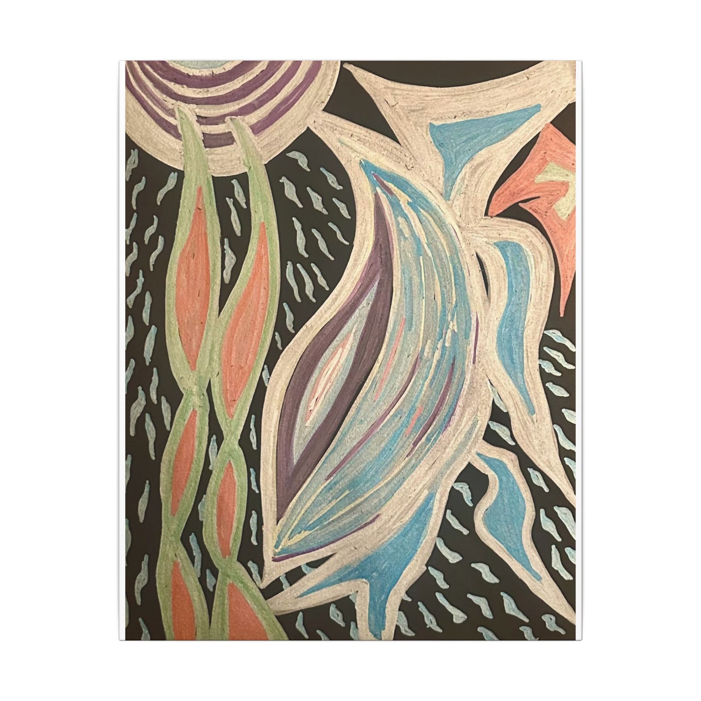 Sun Twin Dance — Canvas Print — Pastel Sun & Leaves Matte Stretched Wall Art