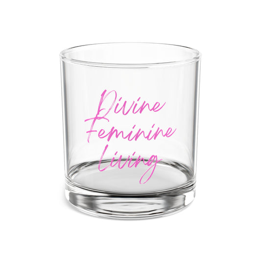 Divine Feminine Living 10oz Rocks Glass — Feminine Script Cocktail & Whiskey Glass