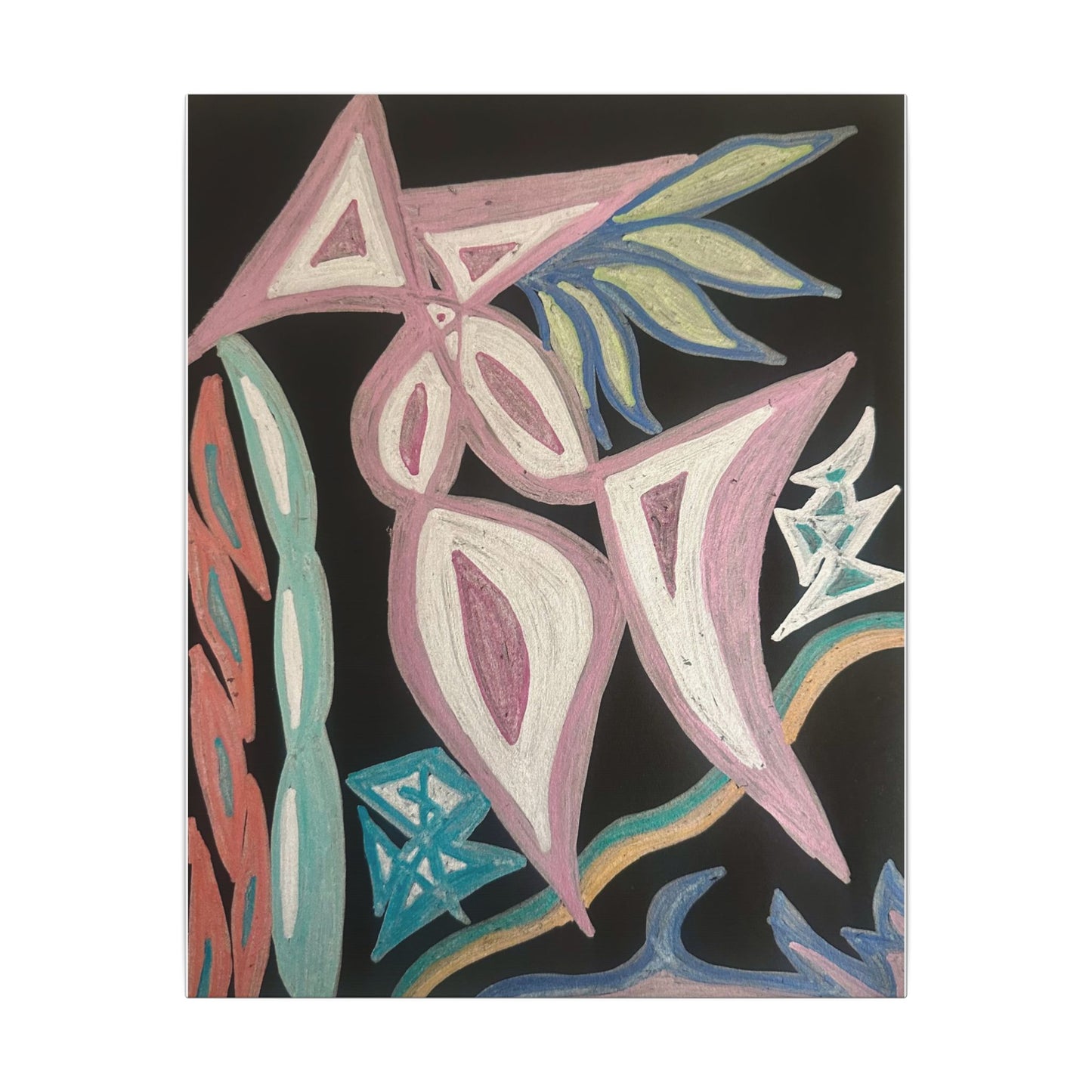 First Surrender — Canvas Print — Pastel Shapes on Black Matte Stretched Canvas