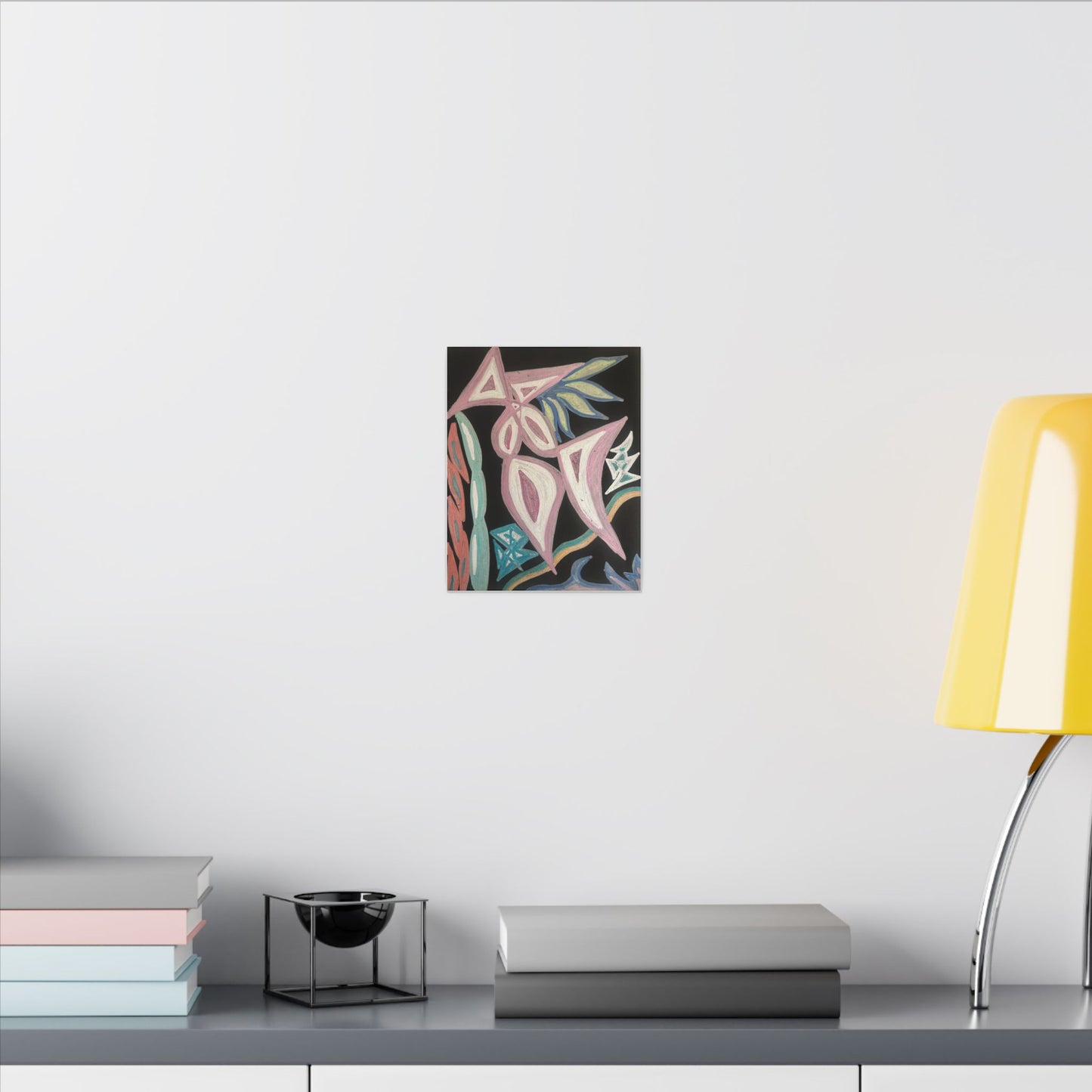 First Surrender — Canvas Print — Pastel Shapes on Black Matte Stretched Canvas