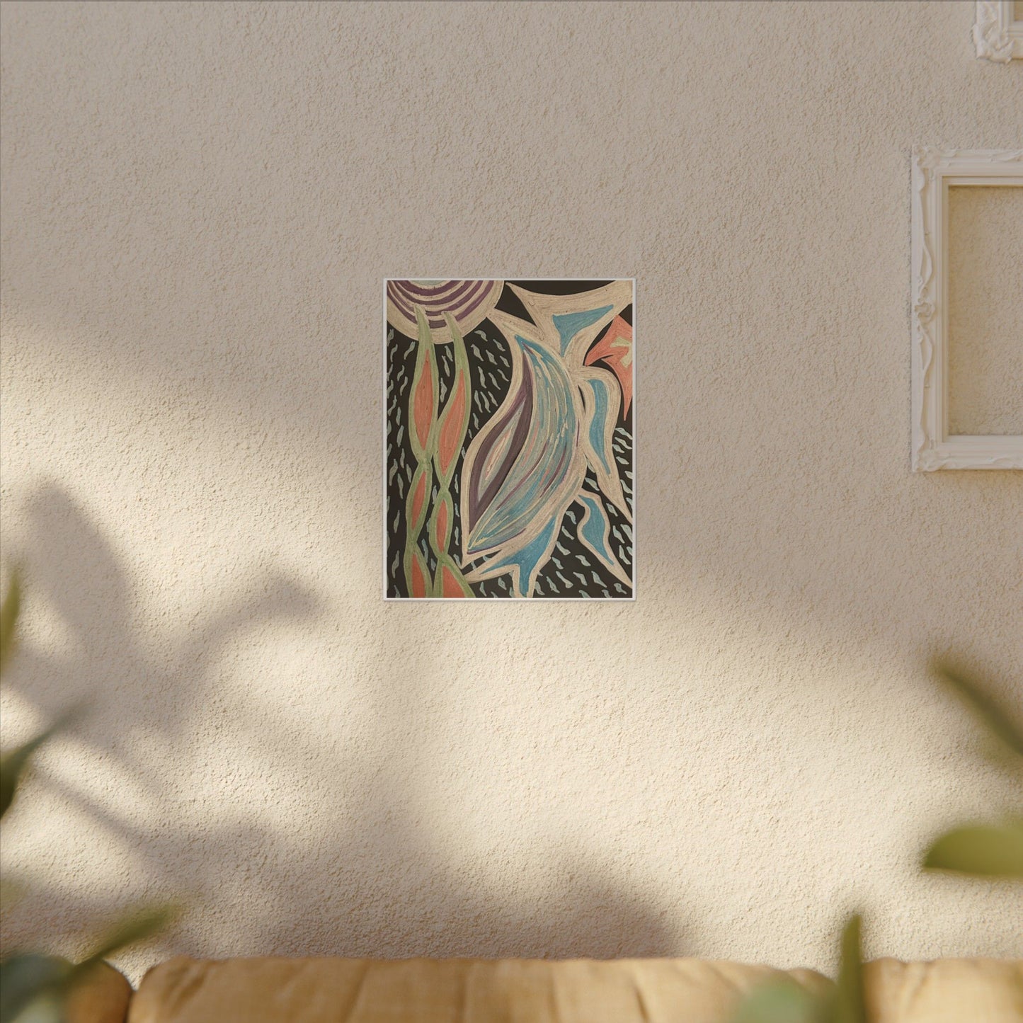 Sun Twin Dance — Canvas Print — Pastel Sun & Leaves Matte Stretched Wall Art