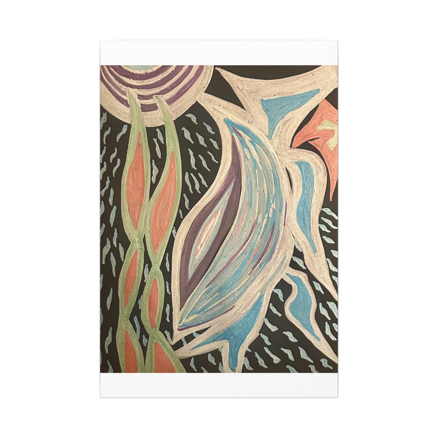 Sun Twin Dance — Canvas Print — Pastel Sun & Leaves Matte Stretched Wall Art