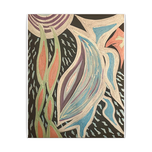 Sun Twin Dance — Canvas Print — Pastel Sun & Leaves Matte Stretched Wall Art