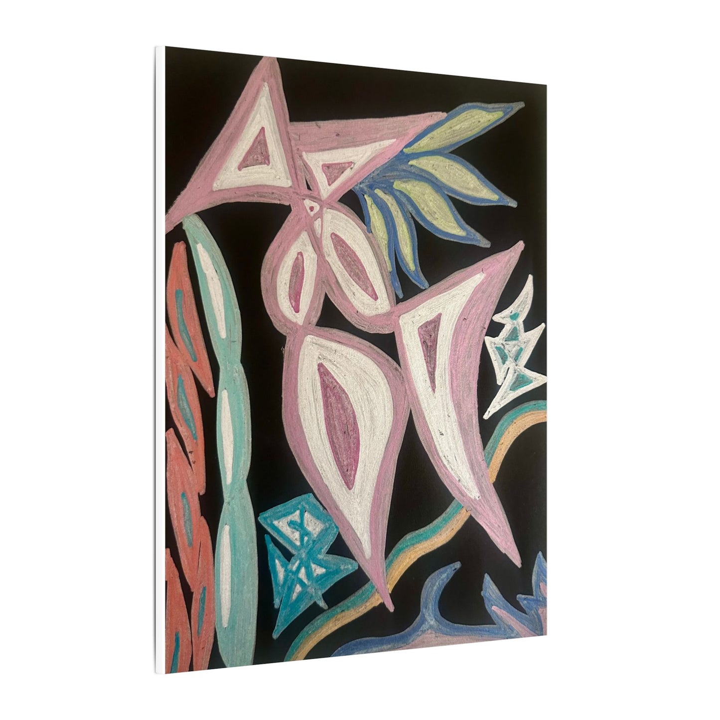 First Surrender — Canvas Print — Pastel Shapes on Black Matte Stretched Canvas