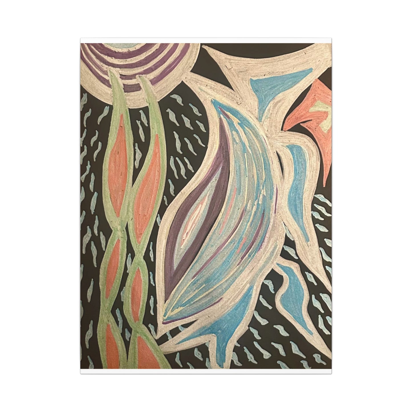 Sun Twin Dance — Canvas Print — Pastel Sun & Leaves Matte Stretched Wall Art
