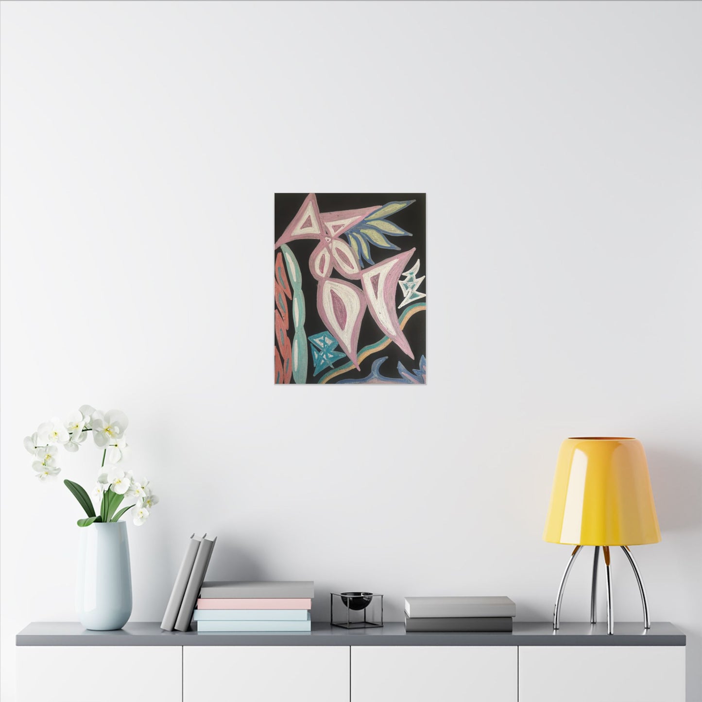 First Surrender — Canvas Print — Pastel Shapes on Black Matte Stretched Canvas