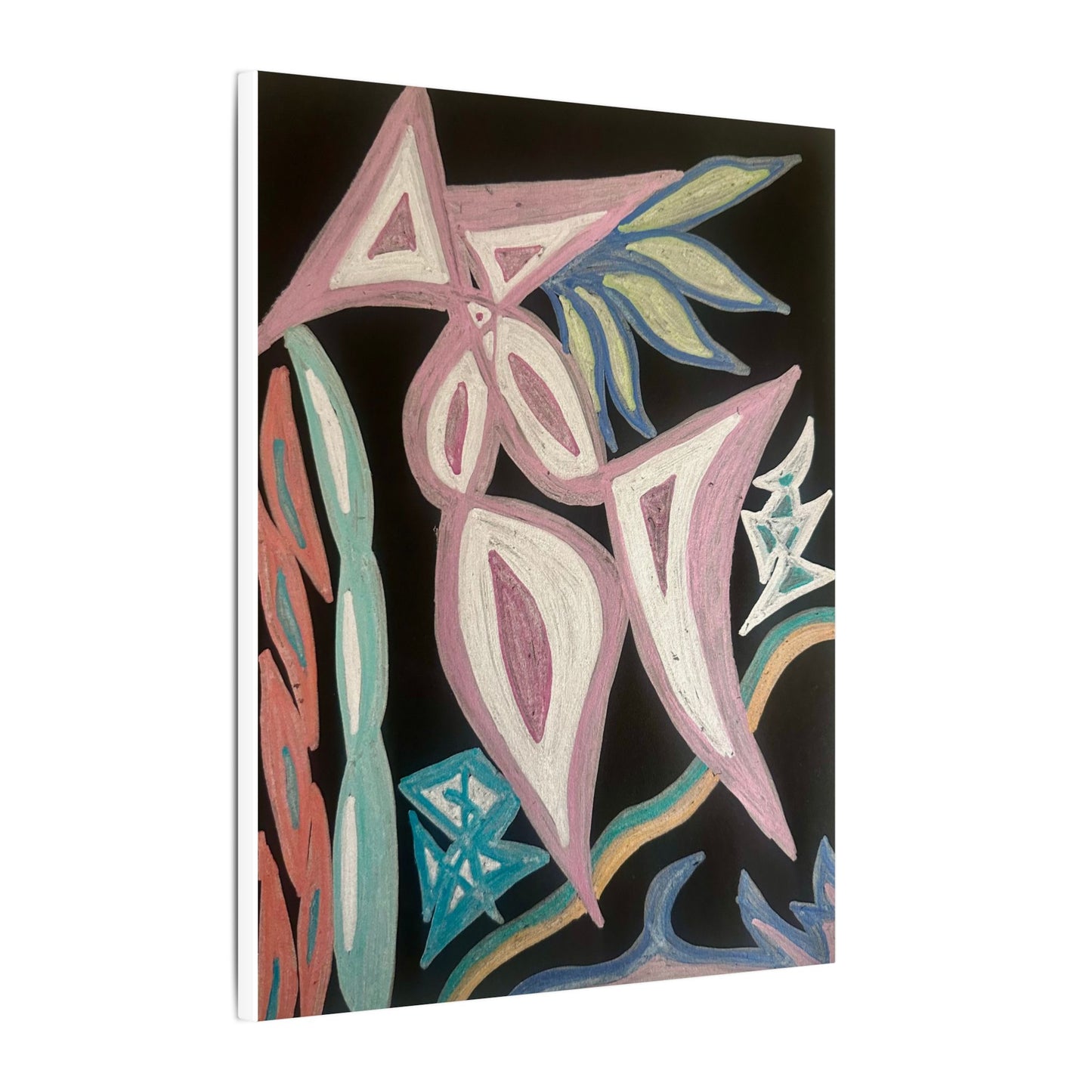 First Surrender — Canvas Print — Pastel Shapes on Black Matte Stretched Canvas