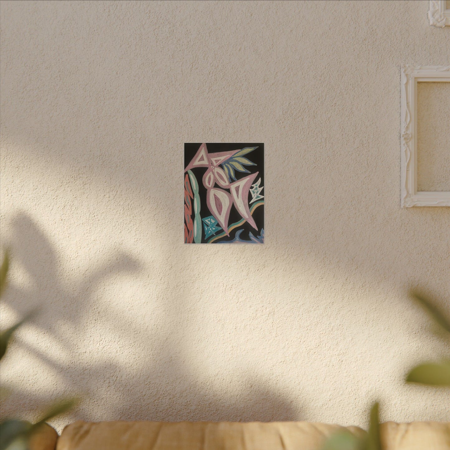 First Surrender — Canvas Print — Pastel Shapes on Black Matte Stretched Canvas