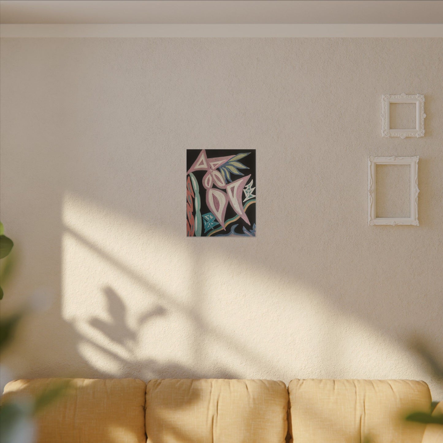 First Surrender — Canvas Print — Pastel Shapes on Black Matte Stretched Canvas